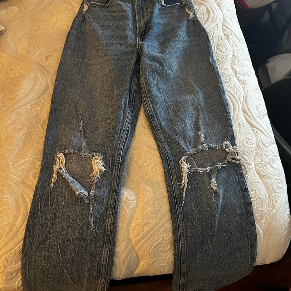 Abercrombie & Fitch High Rise Distressed Blue Jeans